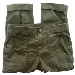 Chico’s Army Green Cuffed Capri Pants, Size 2